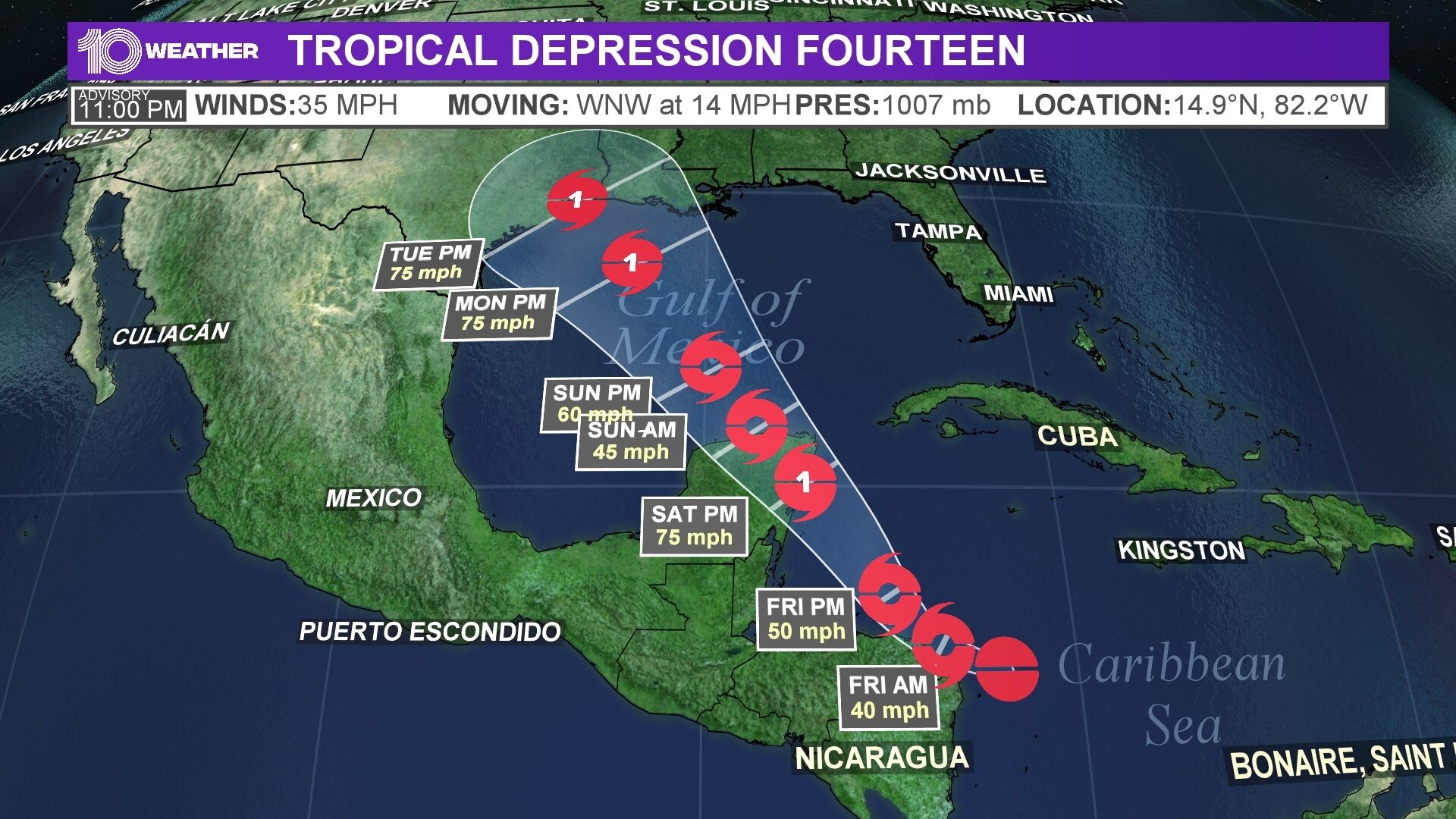 NHC Tropical Depression 13 Forms In The Atlantic Wtsp