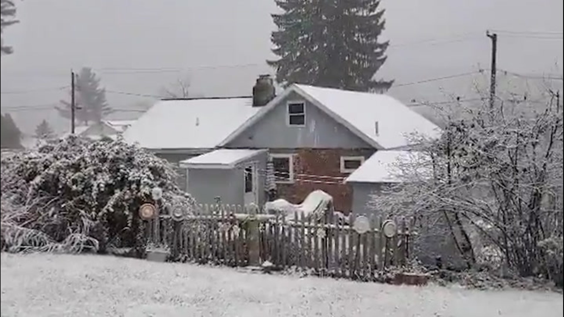 Staffordville, Connecticut, was covered in snow after some heavy snowfall early Friday, Oct. 30.