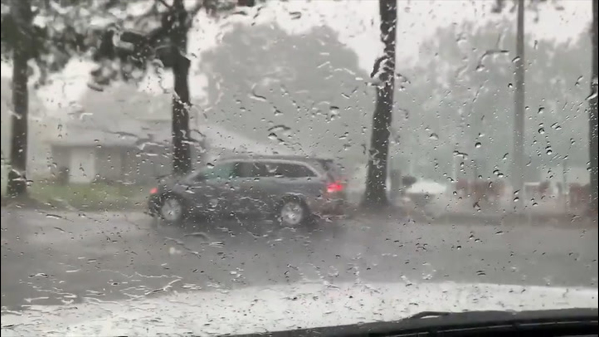 Storms on July 1 produced heavy rain and pea to dime size hail in the Kempsville area of Virginia Beach, Virginia.