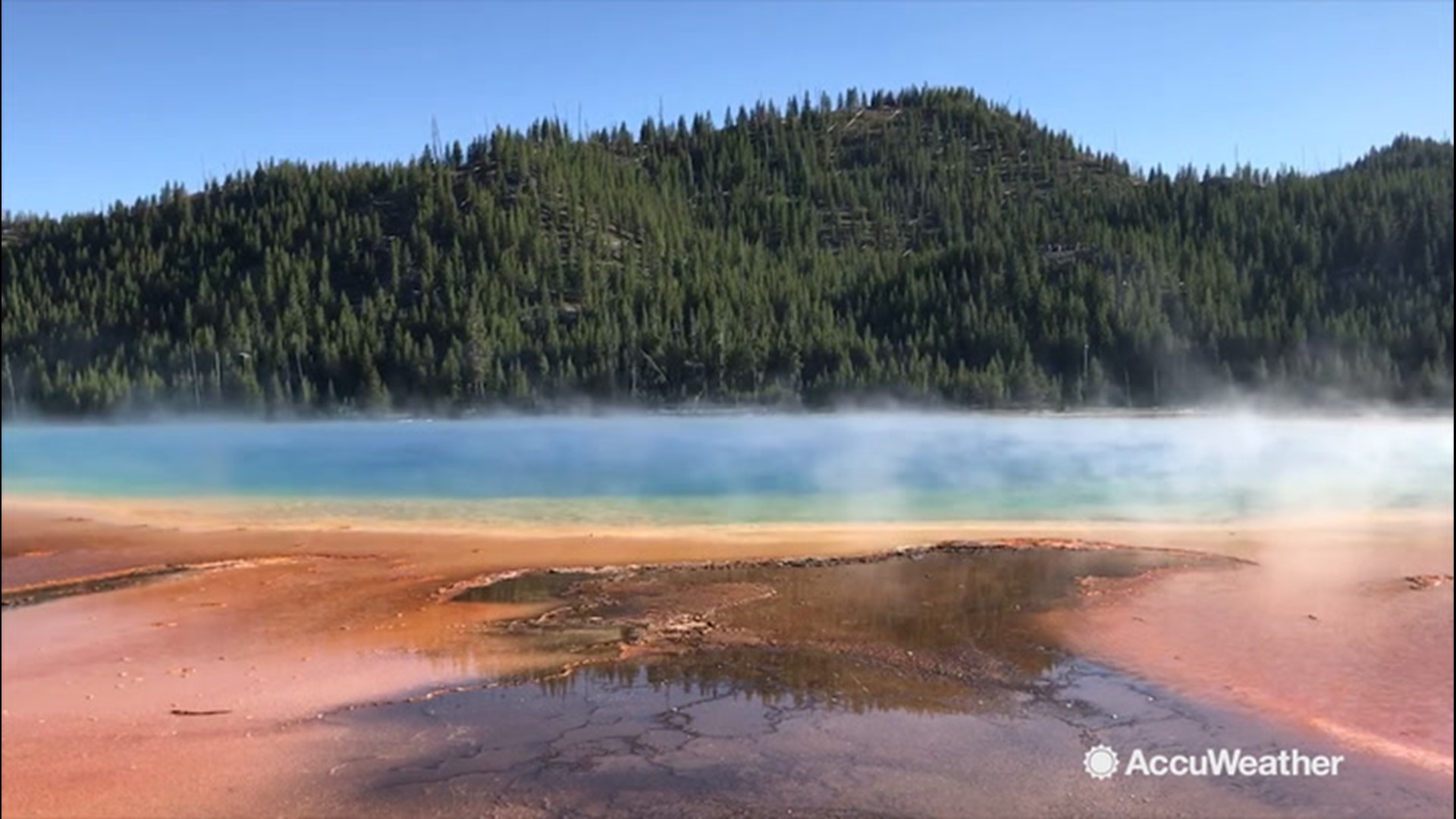 AccuWeather's #GreatAmericanRoadTrip continues as Lincoln Riddle makes his way to the famous Yellowstone National Park, the worlds first national park, in Wyoming on July 21.