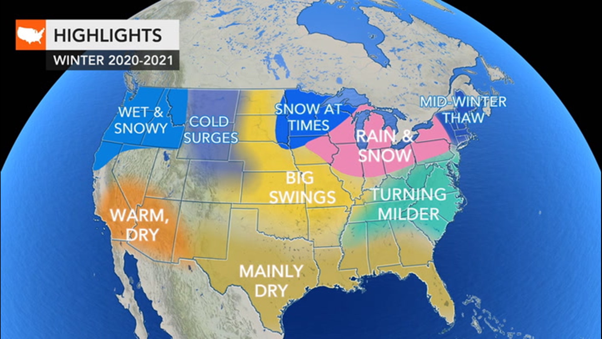 Milder weather, warmer temperatures forecast for much of the US during