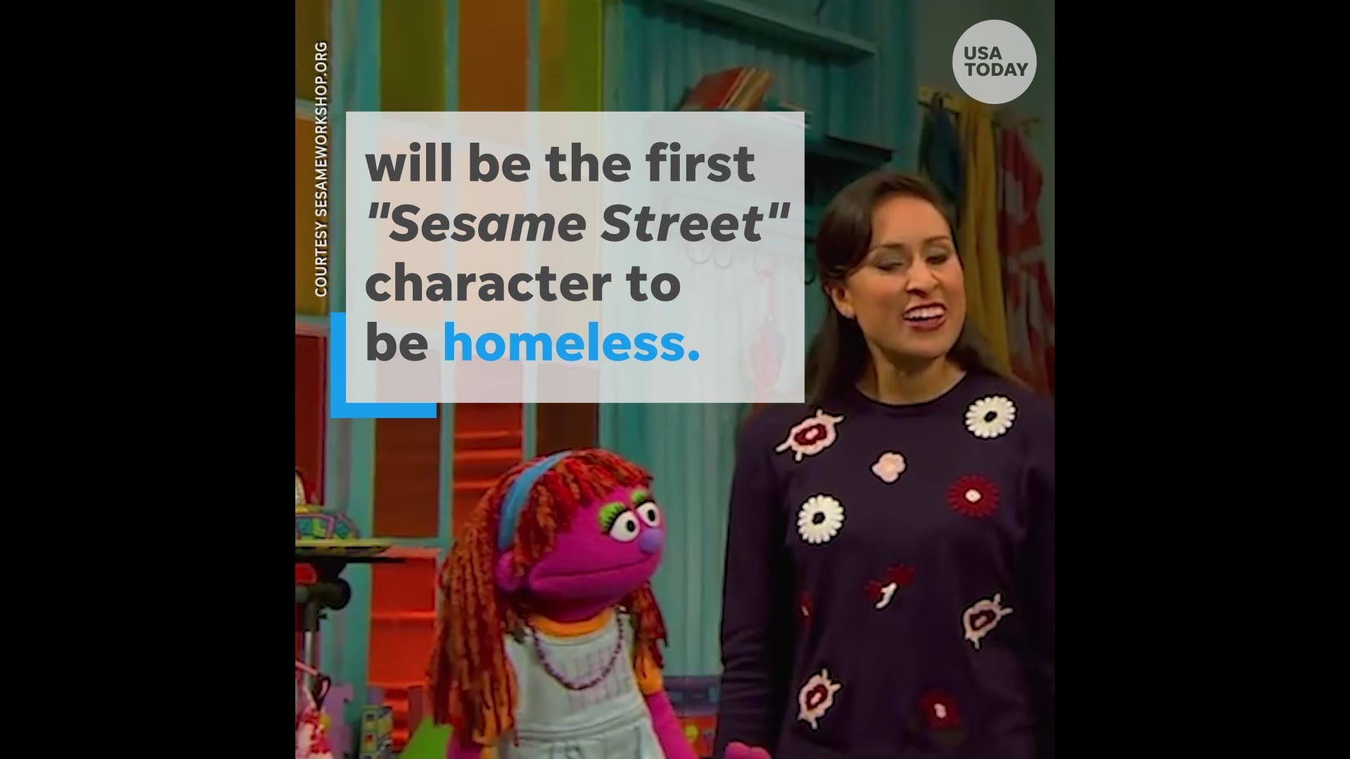 Lily, the first homeless character on "Sesame Street," will teach kids a lesson of hope and love. (USA TODAY)