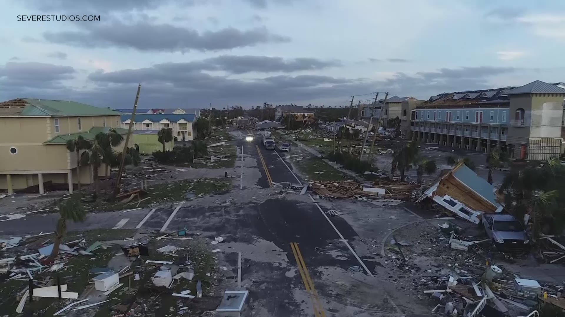 One of the hardest-hit spots in Florida is Mexico Beach, where Michael crashed ashore Wednesday as a Category 4 monster. Drone video on Thursday shows the devastation. (Credit: Severestudios.com)