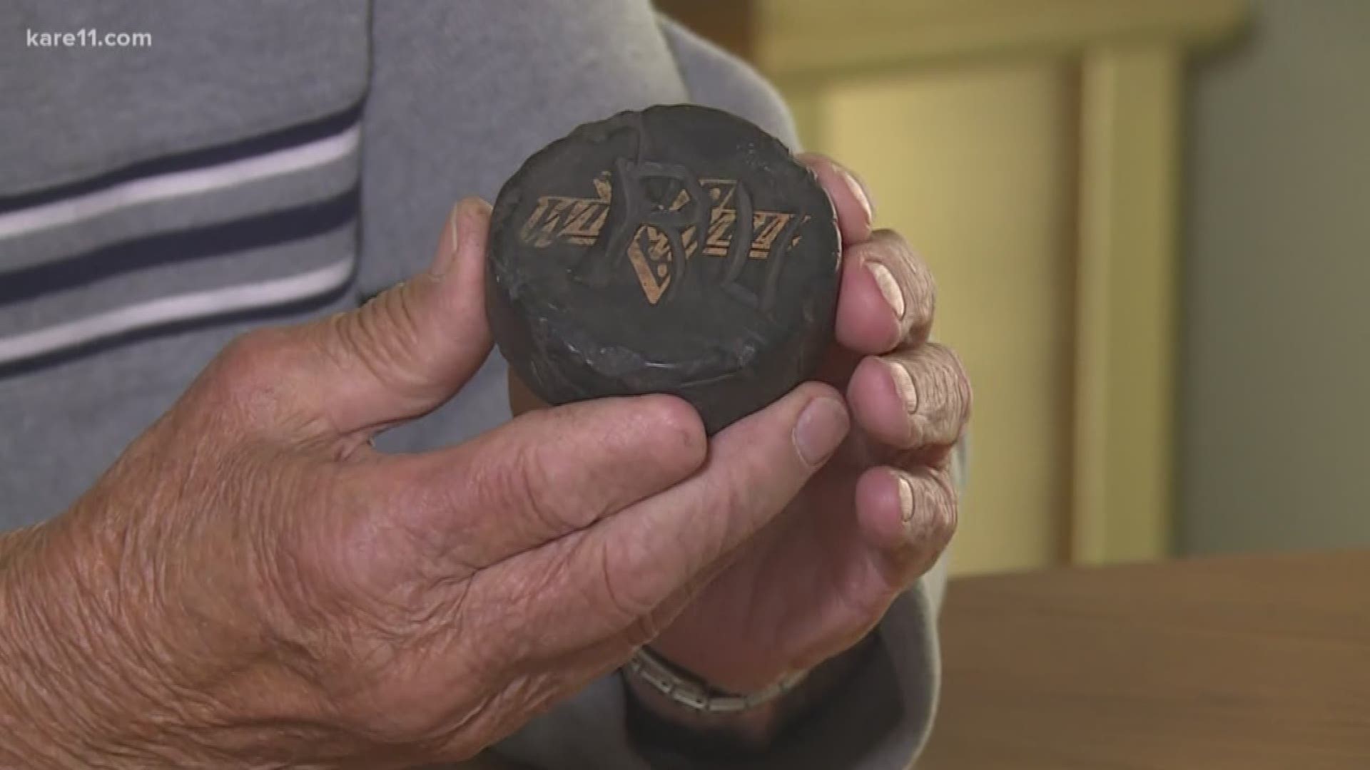 A minnesota man has a piece of his childhood back tonight - one he certainly didn't expect to see ever again. Boyd Huppert explains how a decades old puck found its way home.