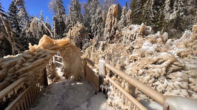 High water, freezing temps make for 'otherworldly' sight at Grand Portage State Park