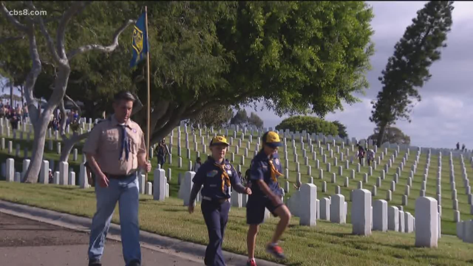 Scouts from all over the county descended on Fort Rosecrans to put flags on all the grave sites.