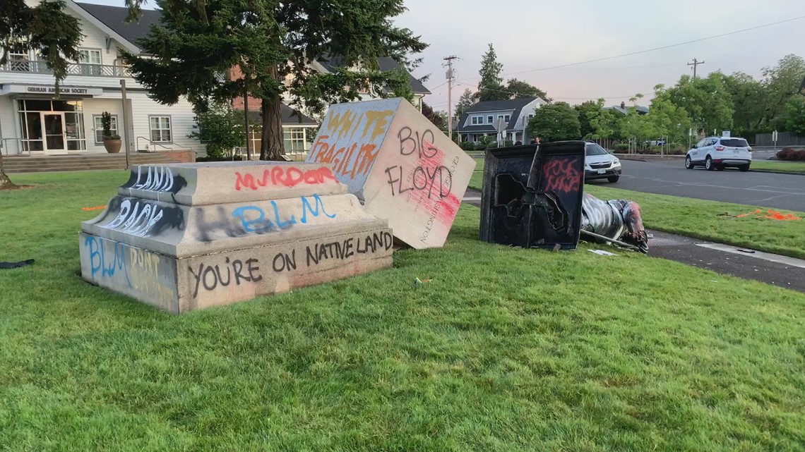 George Washington Statue Toppled In Portland 