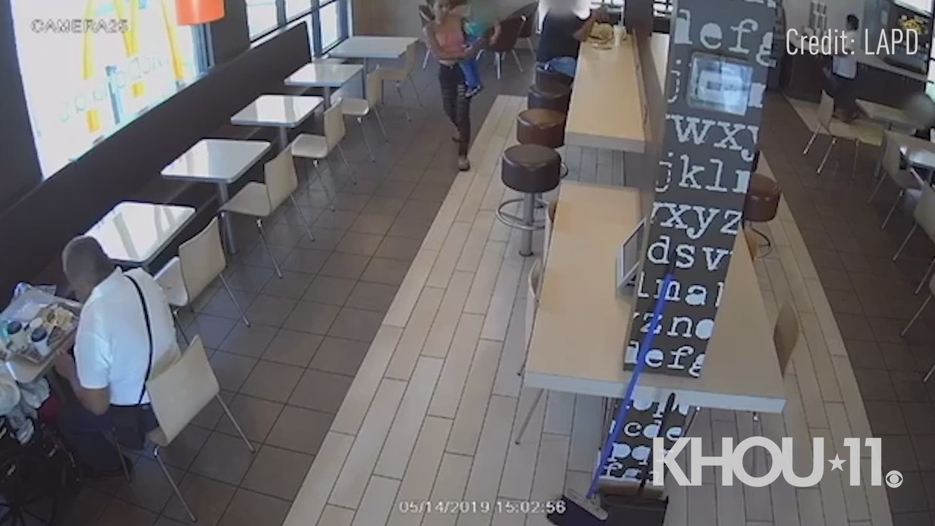 Police in Los Angeles are looking for this woman who allegedly tried to take children from two different McDonald's restaurants on May 14 and May 15, 2019. The suspect is described as a 25-30-years old, female Hispanic or Black, black hair, unknown
color eyes, standing at 5 foot 4 inches tall, and weighing approximately 115 pounds.