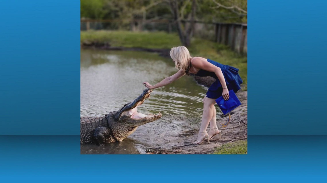 She spent her college years caring for gators, then featured them in her Texas graduation photo shoot