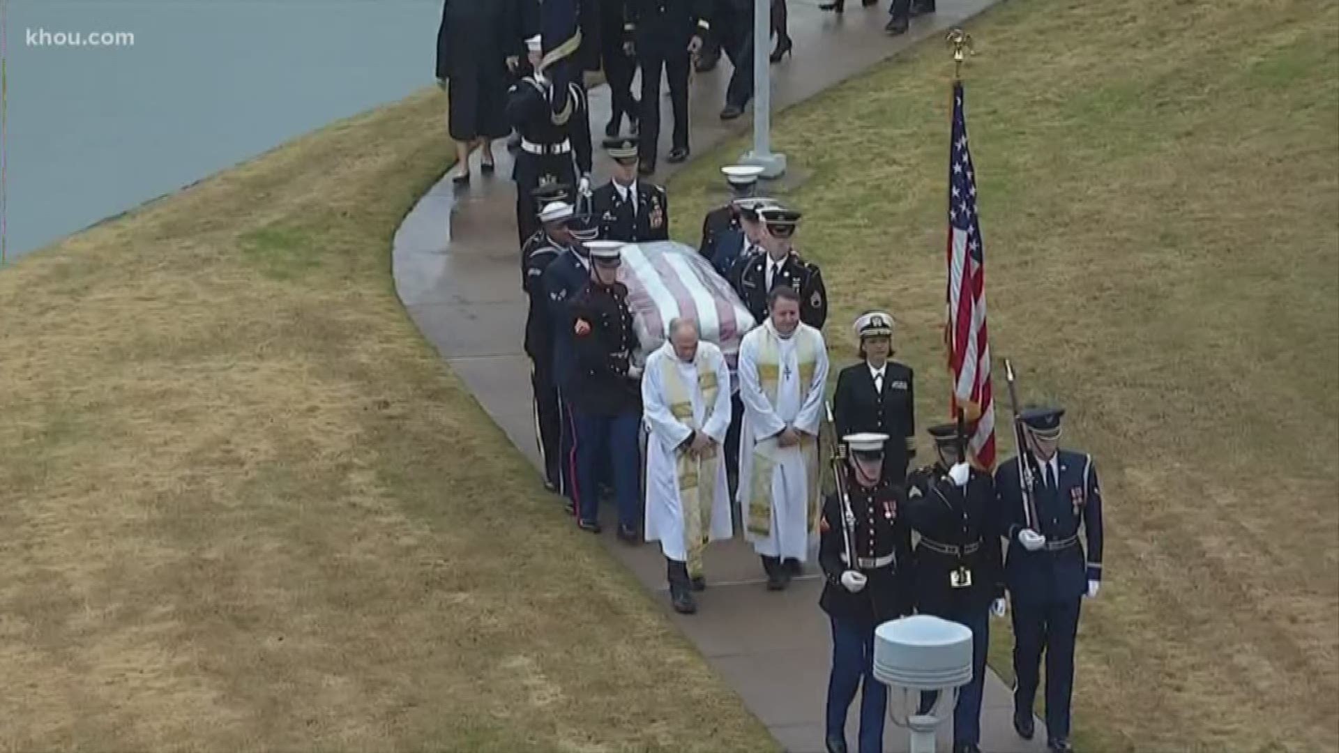 President George H.W. Bush was buried Friday at his presidential library in College Station.