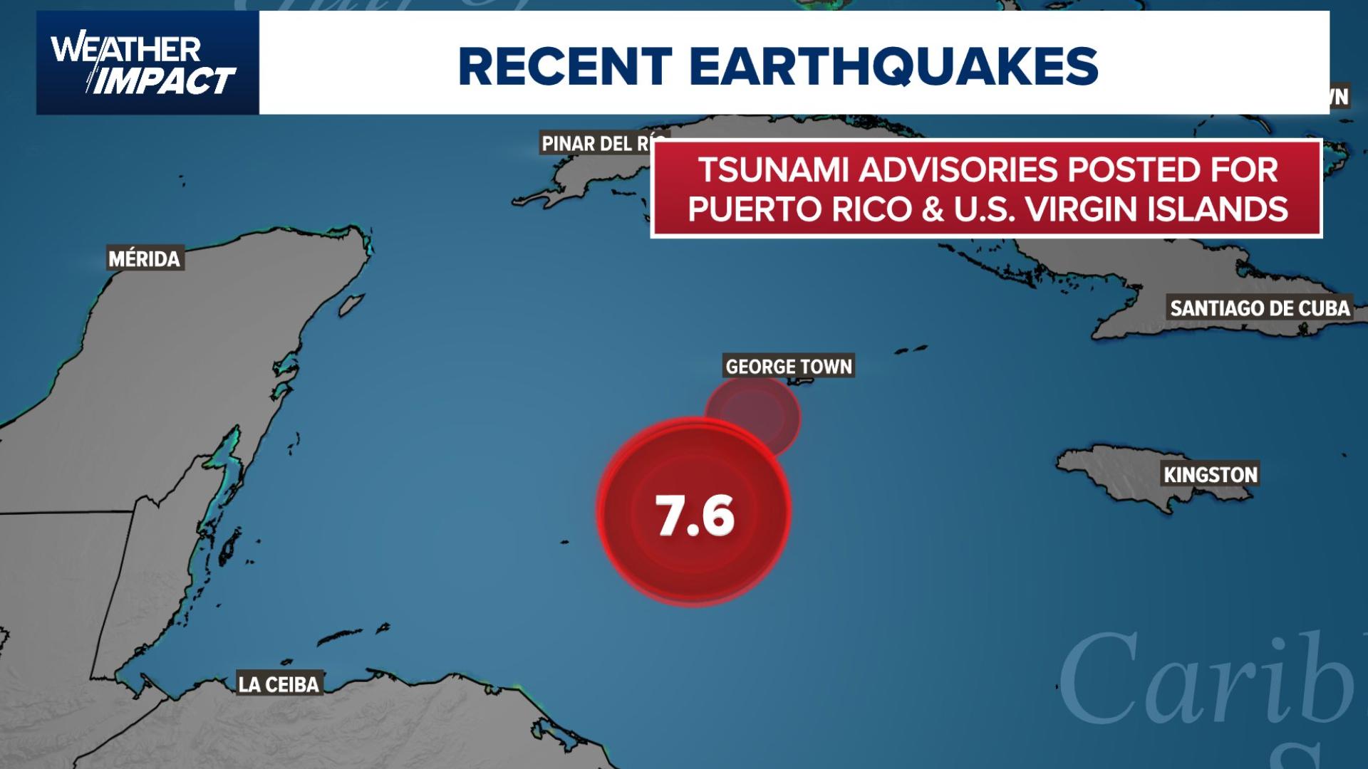 Meteorologist Pat Cavlin is tracking the earthquake and tsunami advisories issued in the Caribbean.
