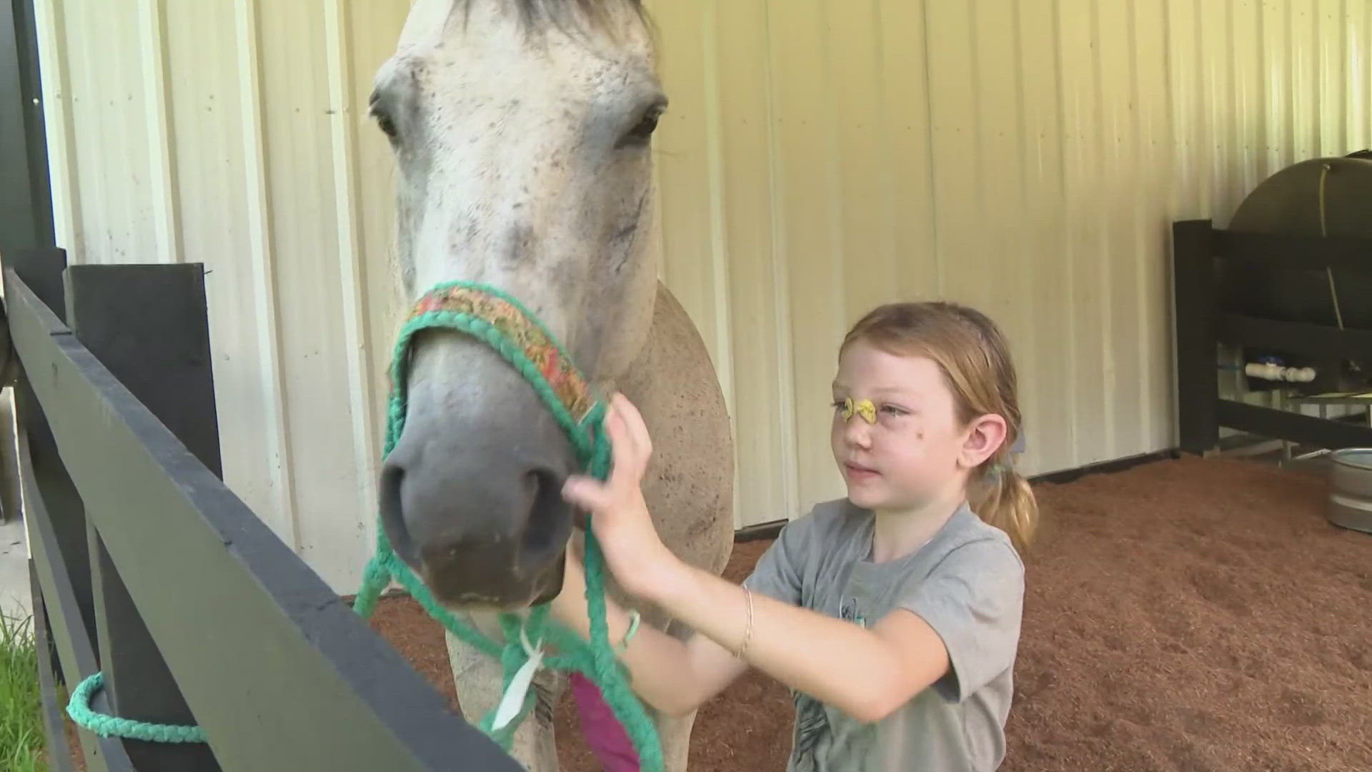 Nine-year-old Kinlynn Tyler survives a severe horse-kicking accident but remains determined to return to barrel racing.