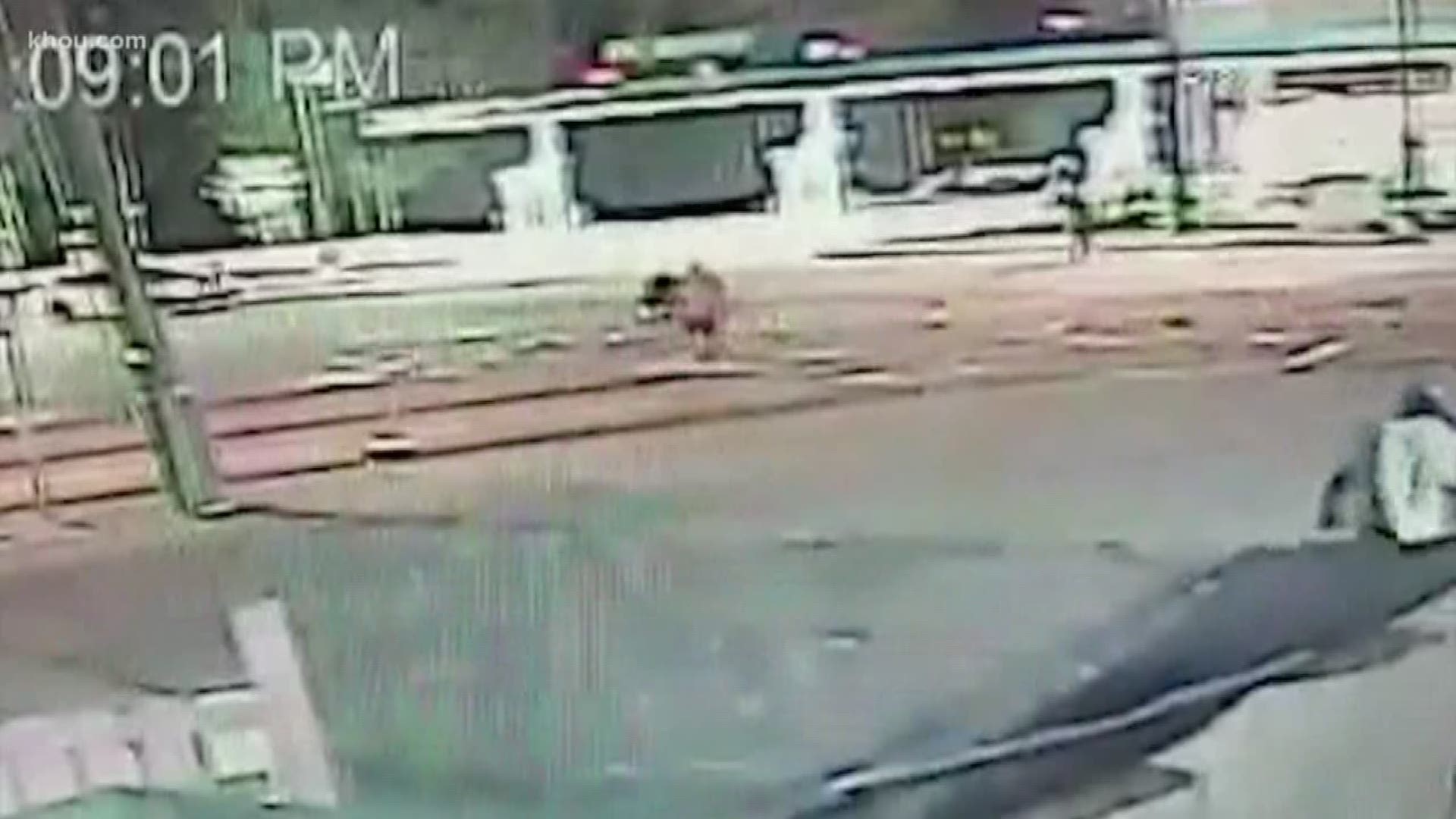 Houston police released some security video of a car barreling into a man and driving away. The driver is still on the loose and police need your help finding them.
