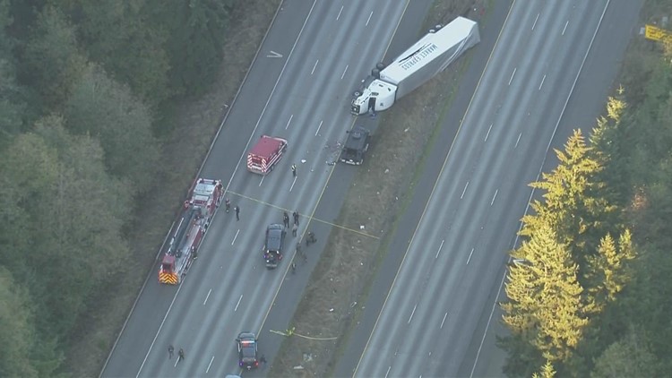 Carjacked semi rolls, fully blocks Washington state highway