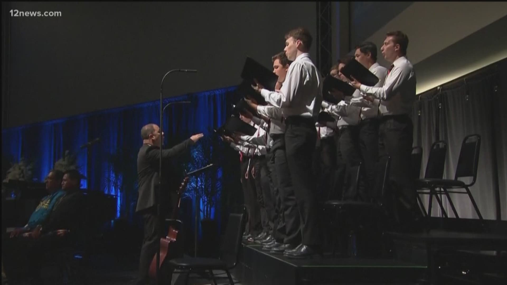 Brophy College Preparatory's ensemble sings 'Amazing Grace' at John McCain's memorial service. 