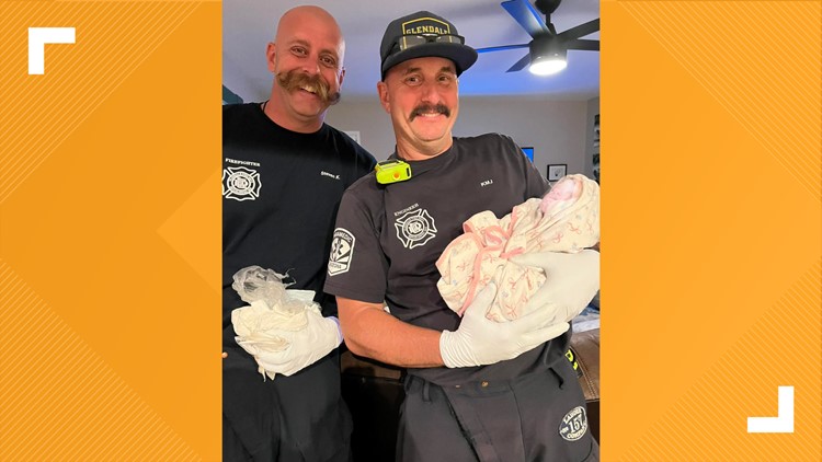 Help is on the way: Arizona firefighters help an adorable baby girl into the world while out on the job