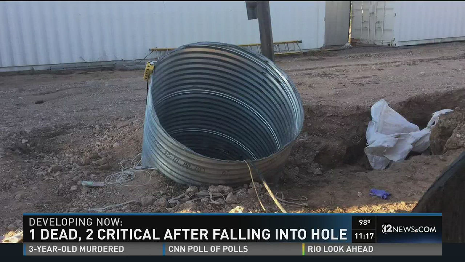 1 dead, 2 critical after falling into hole.