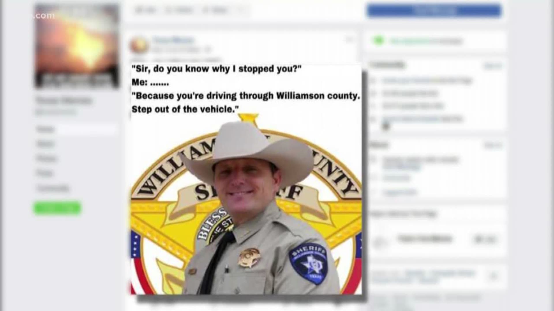 A meme posted on Facebook taking a jab at Williamson County's reputation garnered a response from the sheriff himself.