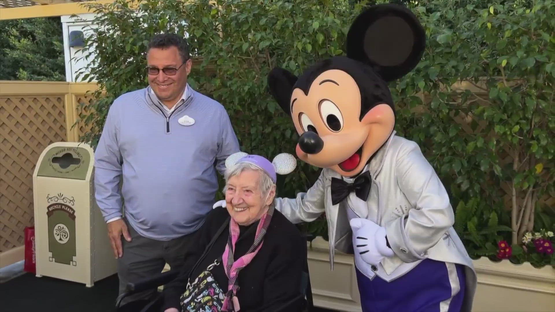 One of the first people to visit Disneyland in 1955, celebrated her 100th birthday at the California theme park.