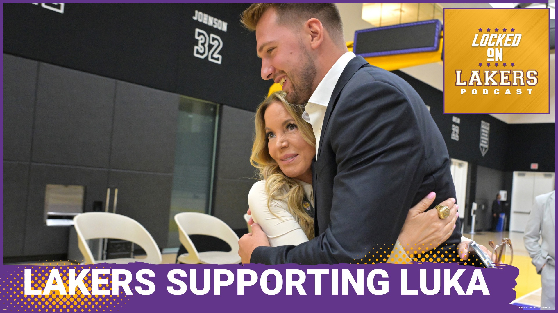 A contingent of Lakers flew out to Poland to support their new franchise face before Eurobasket. Smart, personalized touch by Jeanie and Co.