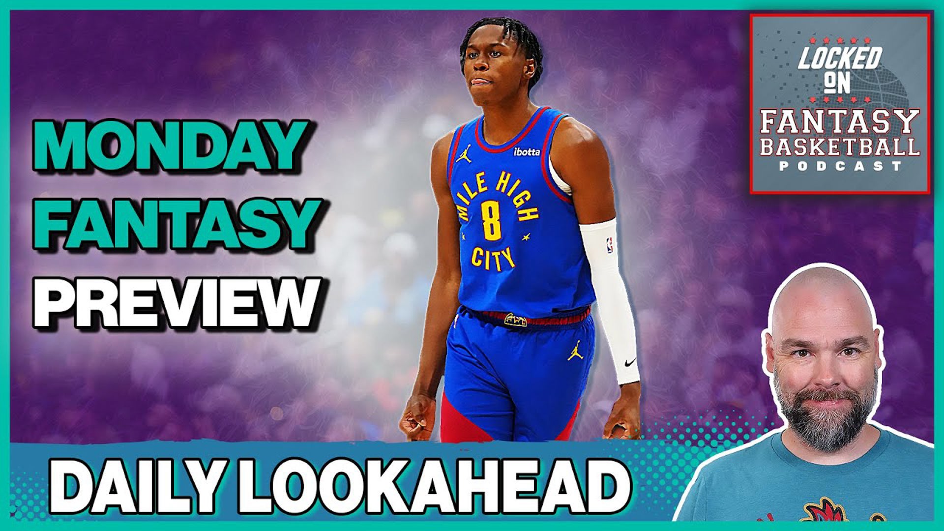 Join Josh Lloyd on the Locked On Fantasy Basketball podcast as he previews nine NBA games, spotlighting emerging talent like Peyton Watson.