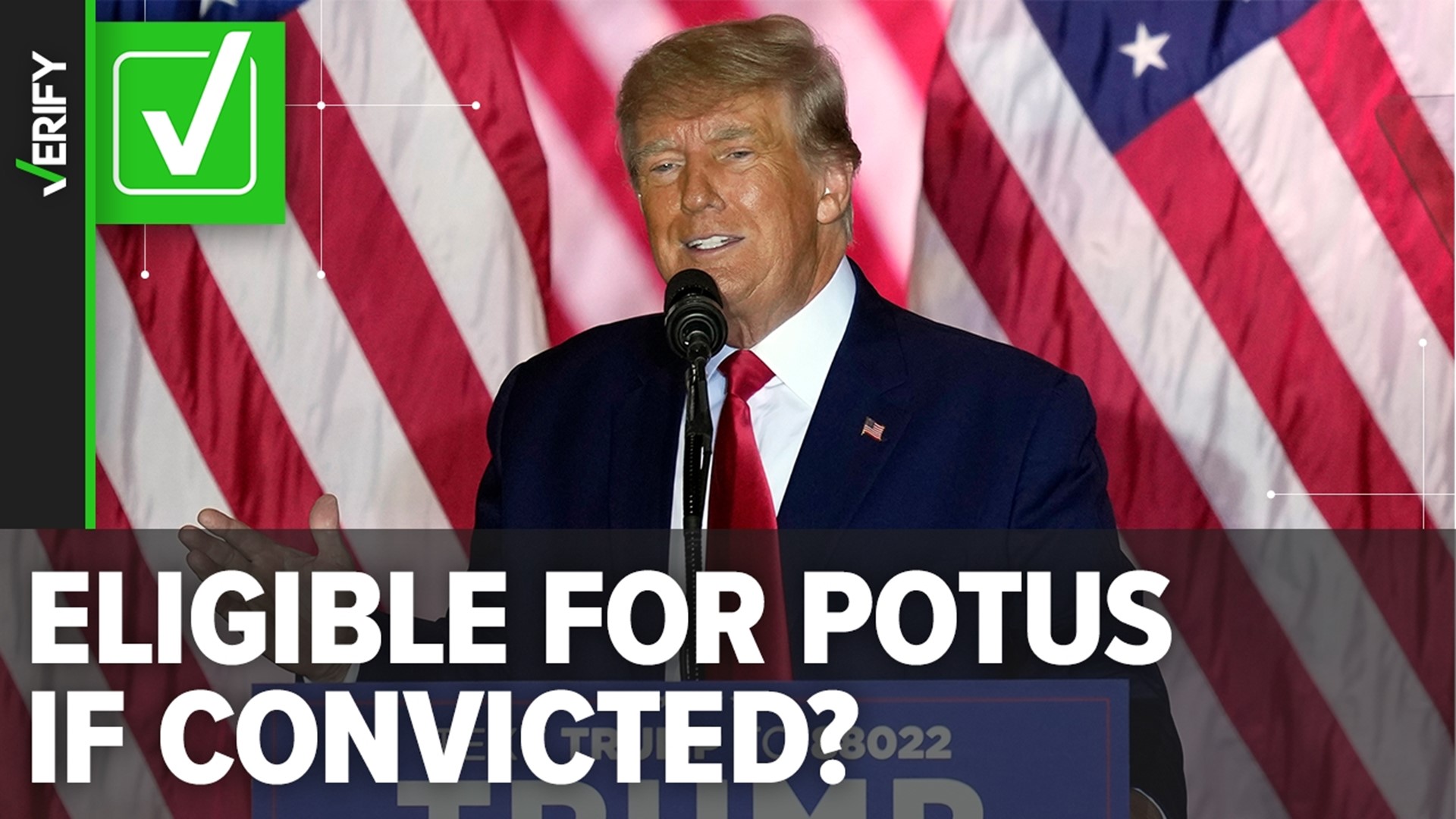 Presidential eligibility is outlined in the Constitution and doesn't exclude anyone who's been charged with a crime or found guilty in a criminal case.