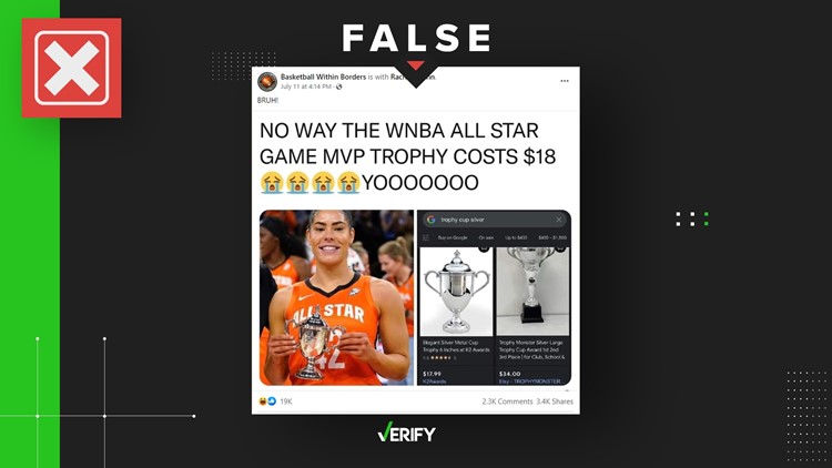 No, the WNBA didn’t give All-Star MVP Kelsey Plum an $18 trophy
