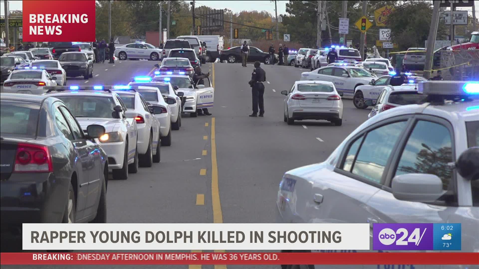 Memphis Police said "preliminary information indicates" rapper Young Dolph was shot and killed Wednesday outside Makeda's Cookies on Airways Boulevard.