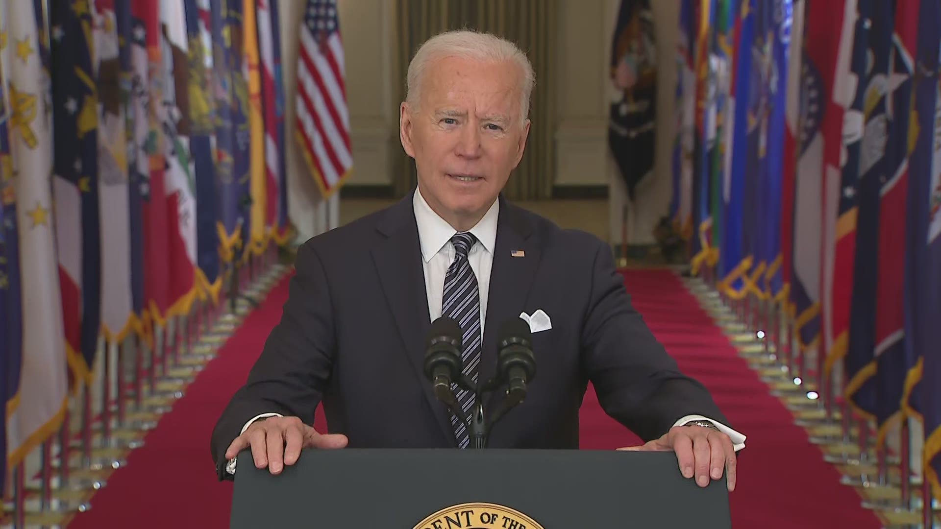 President Joe Biden gave his first primetime address, focusing on America's battle against COVID-19.