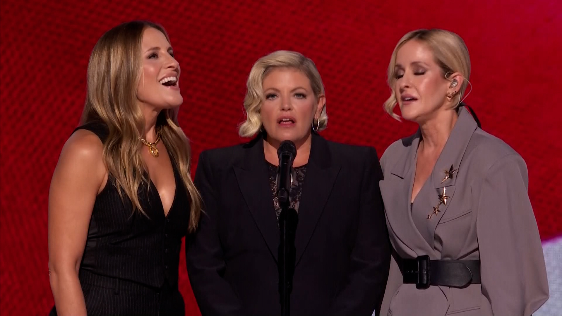 The Chicks performed the National Anthem on day four of the 2024 Democratic National Convention in Chicago, Illinois.