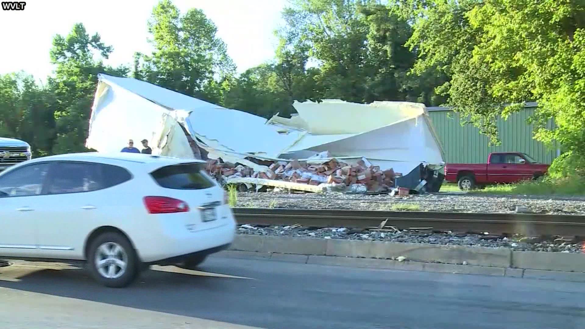 Chicken Nuggets spill out over downtown when a train collided with a tractor-trailer in Tennessee.