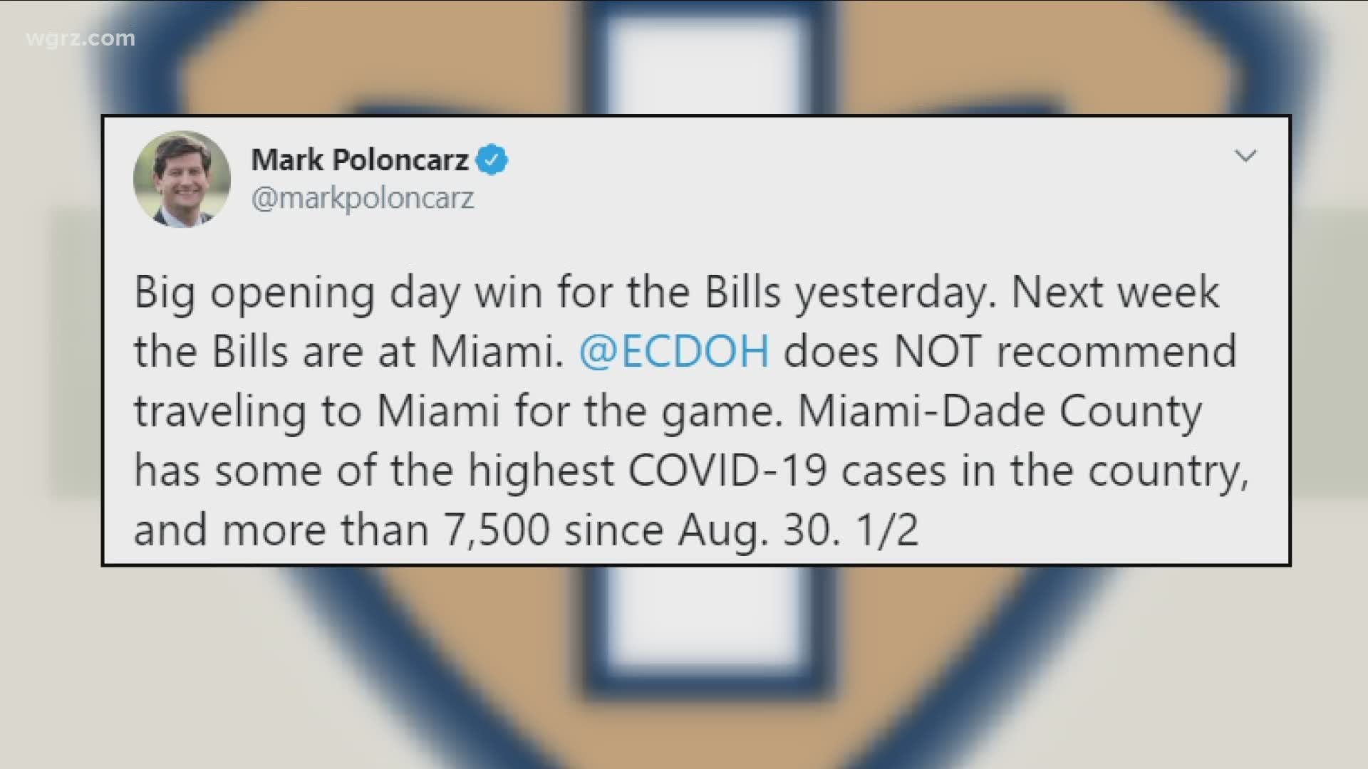 If you go to Miami for the bills first road game of the season this Sunday, you'll have to quarantine for 2 weeks when you get back.