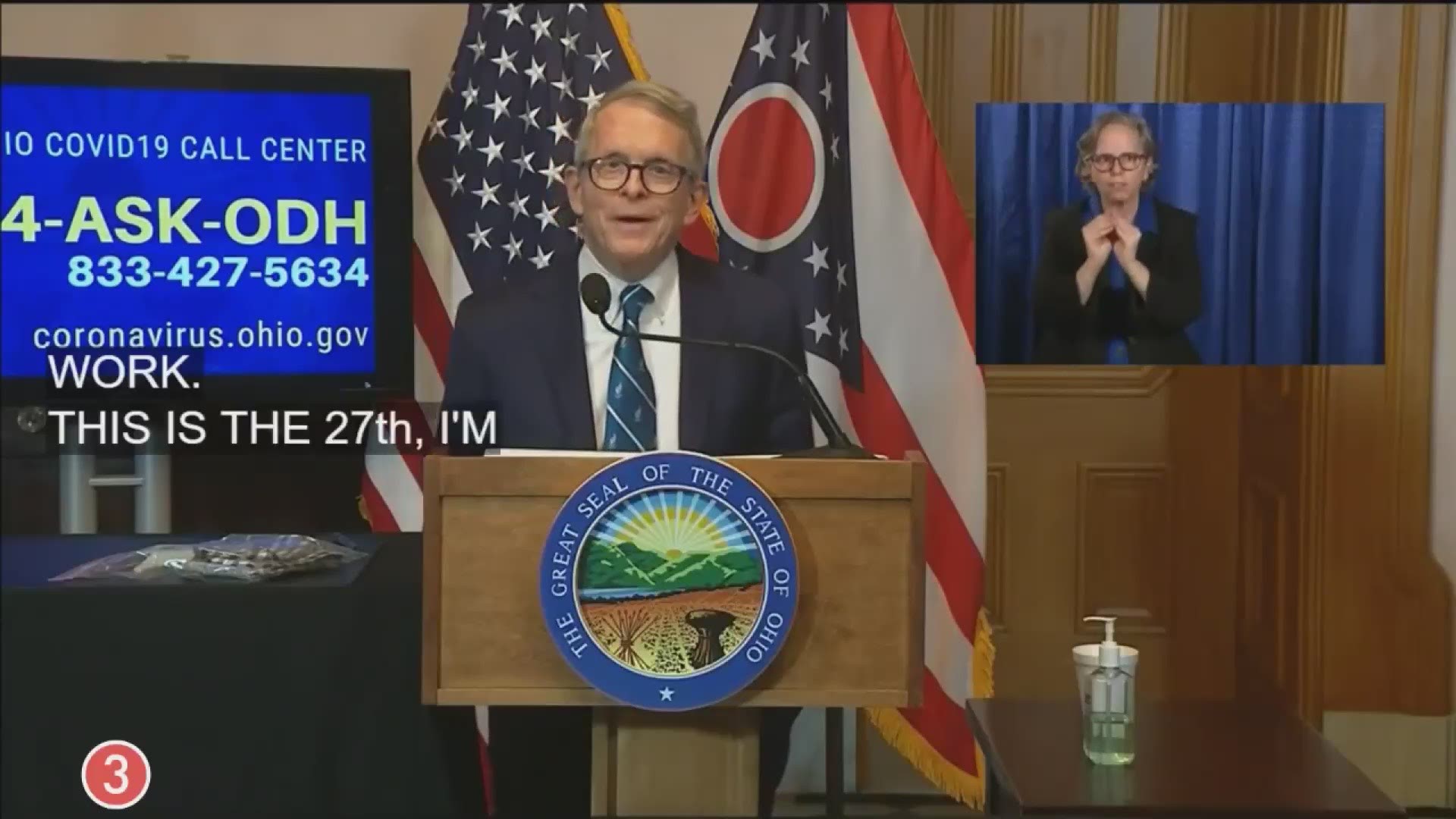'Wine with DeWine' will have to wait until Monday.
Ohio Gov. Mike DeWine plans to take a break from his daily press conferences Sunday -- but just for one day.
