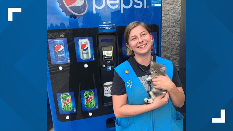 Walmart worker alerts firefighters after finding kitten trapped in soda machine