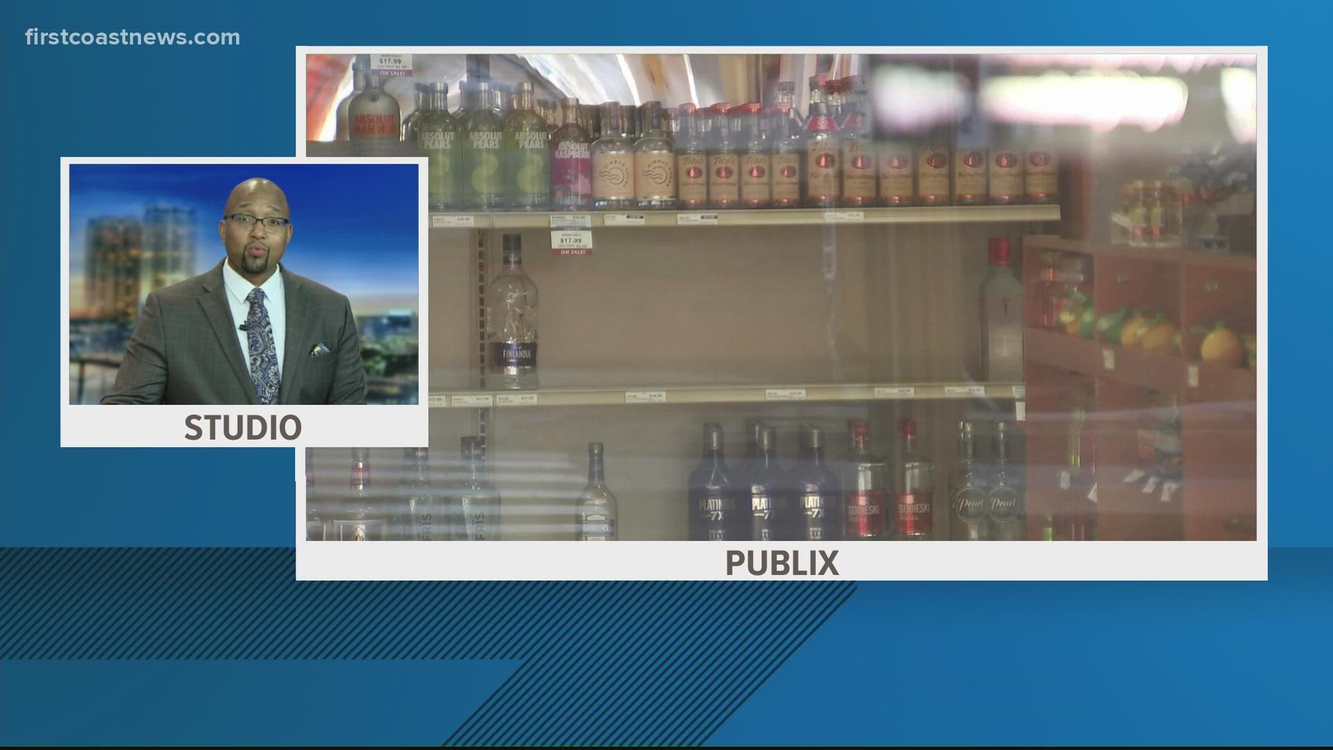 The company says Beluga, Ruskova, Russian Standard and Zyr have been removed from the store's liquor store shelves.