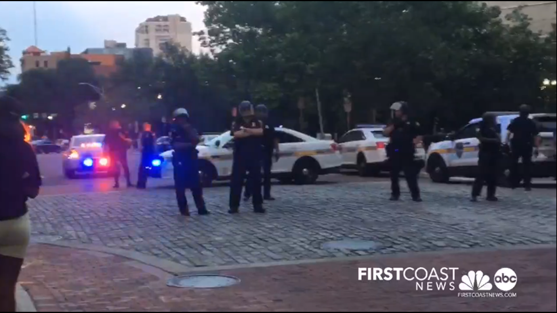 A protester told First Coast News Jacksonville police used tear gas and made at least one arrest during a protest downtown against police brutality.