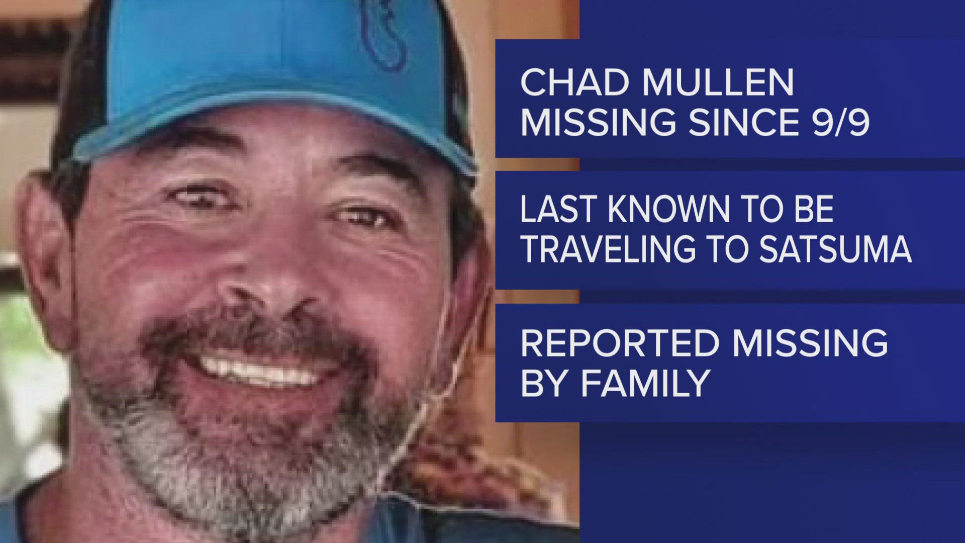 Chad Mullen's family hasn't heard from him or seen him in almost a month. If you can help, call 1-888-277-8577.