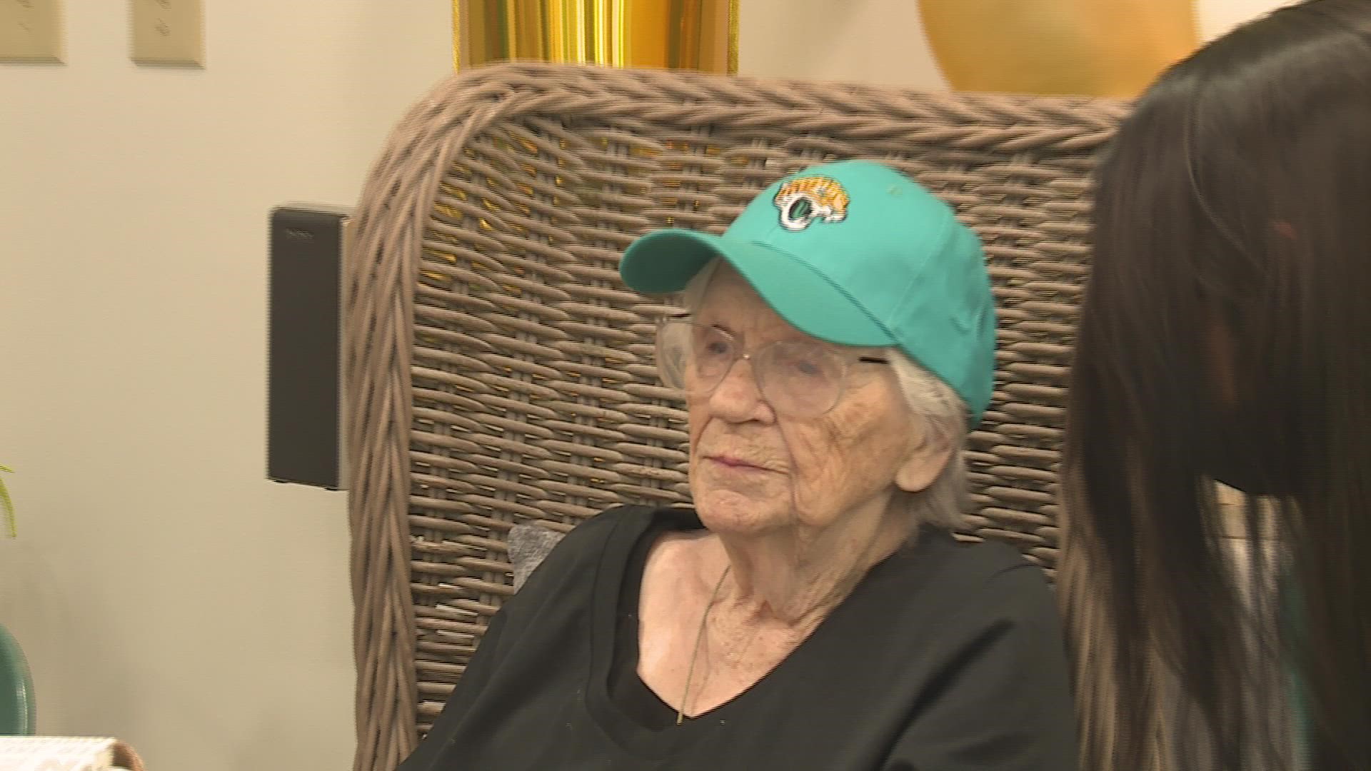 She's been a huge Jags fan since that time, and says she's particularly fond of the team’s quarterback.