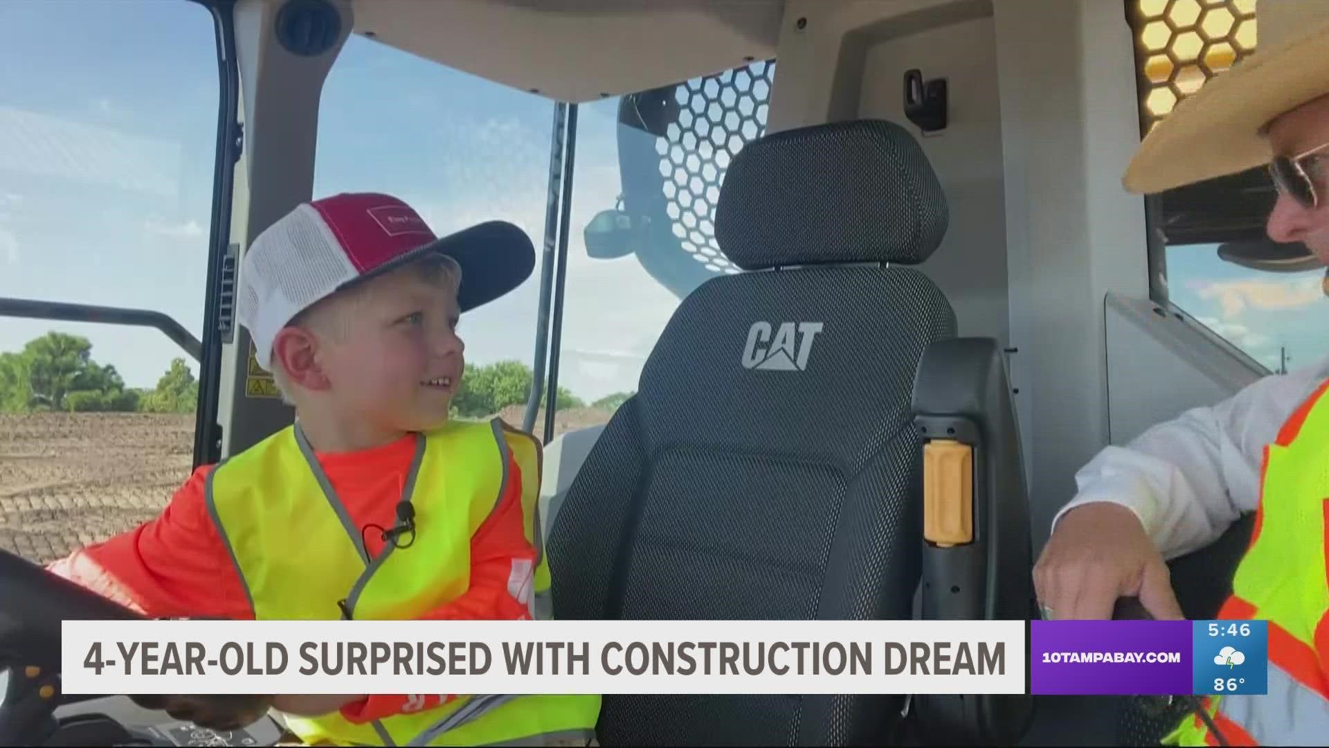 Owen Hart says he wants to be a heavy equipment operator when he grows up and defeats cancer.