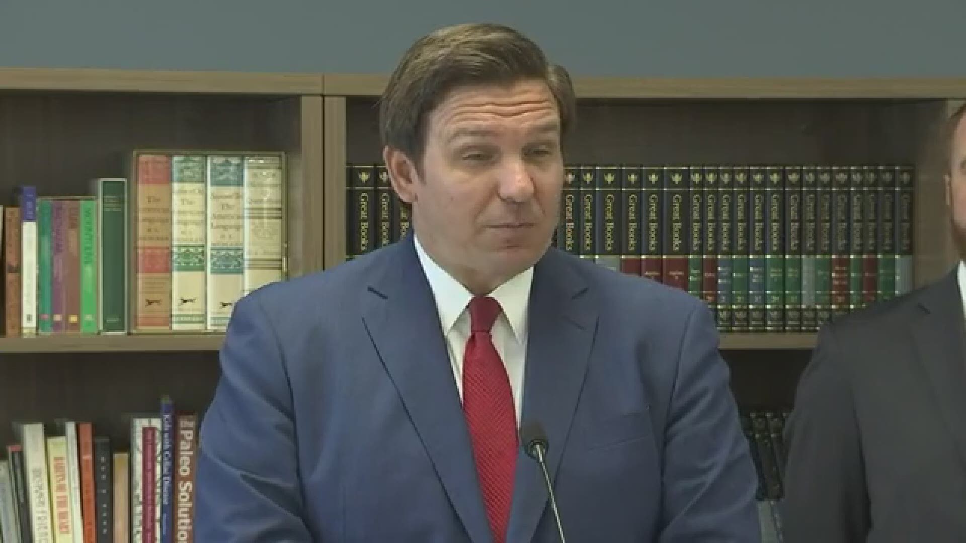 He may have been on the other side of the state, but Florida Gov. Ron DeSantis made sure to give Tampa Bay a shout-out while speaking Tuesday in Jacksonville.