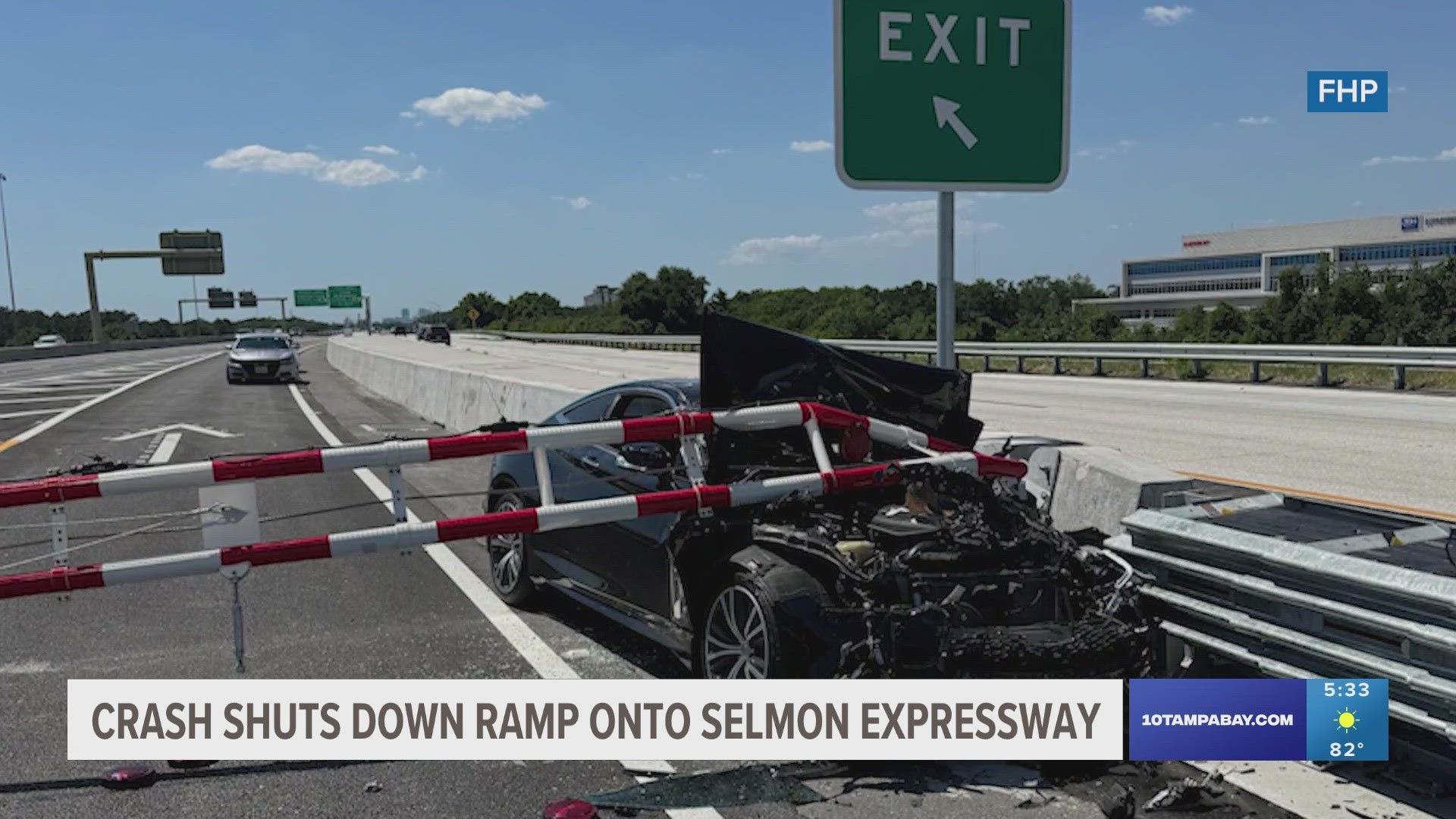 Florida Highway Patrol said the 55-year-old man lost control of the car, making the vehicle go through the first barrier arm and sideswipe the concrete divider wall.
