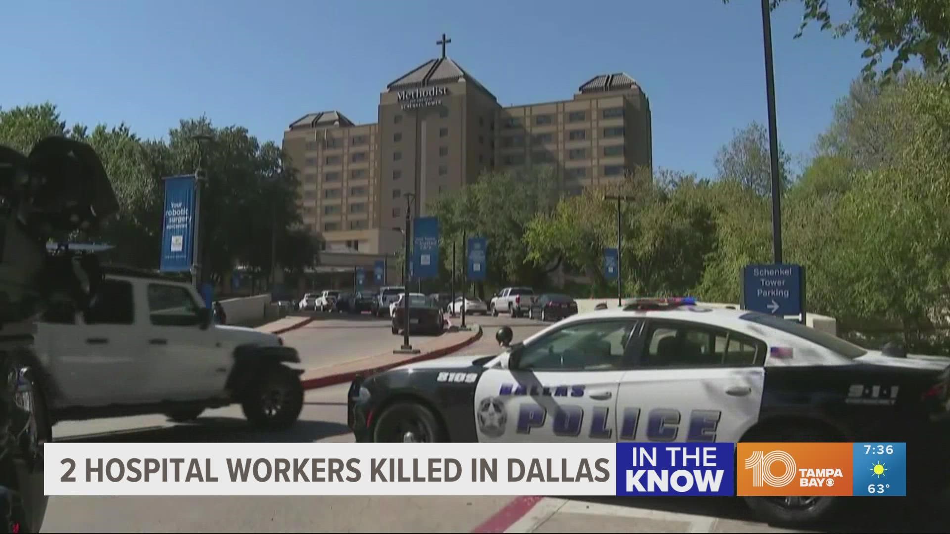 One suspect is in custody and two employees — including at least one nurse — have died from gunshot wounds, officials at Methodist Hospital in Oak Cliff said.