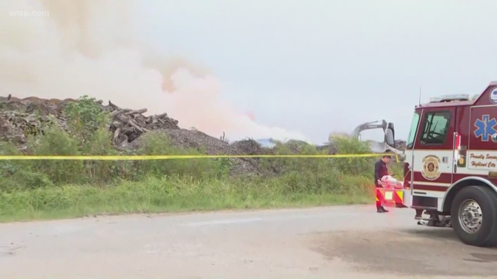 Firefighters first were called just before 11 p.m. Saturday to Pallet Recycle, located at 2424 Lasso Lane, and have continued to battle the fire into Sunday morning.