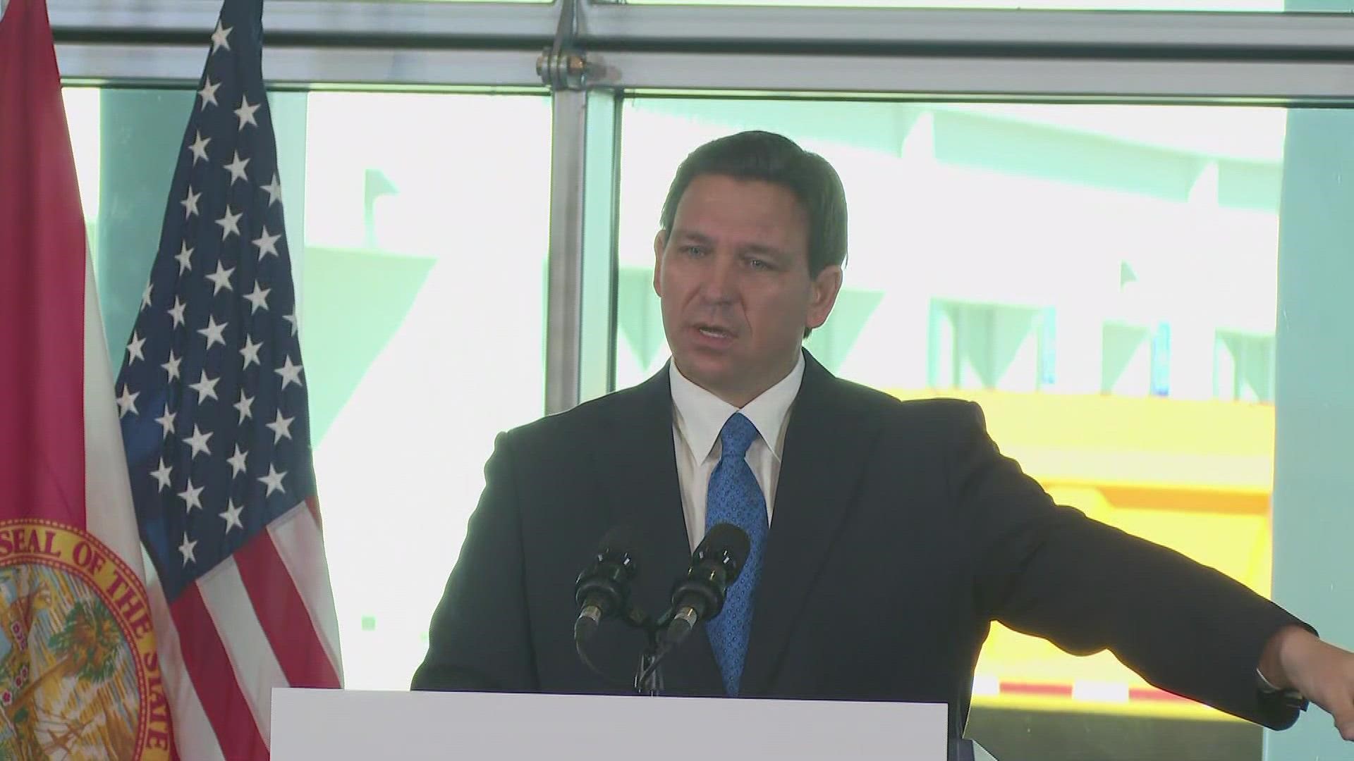 The funds would be distributed to 20 "major" road projects over the next four years, DeSantis explained.