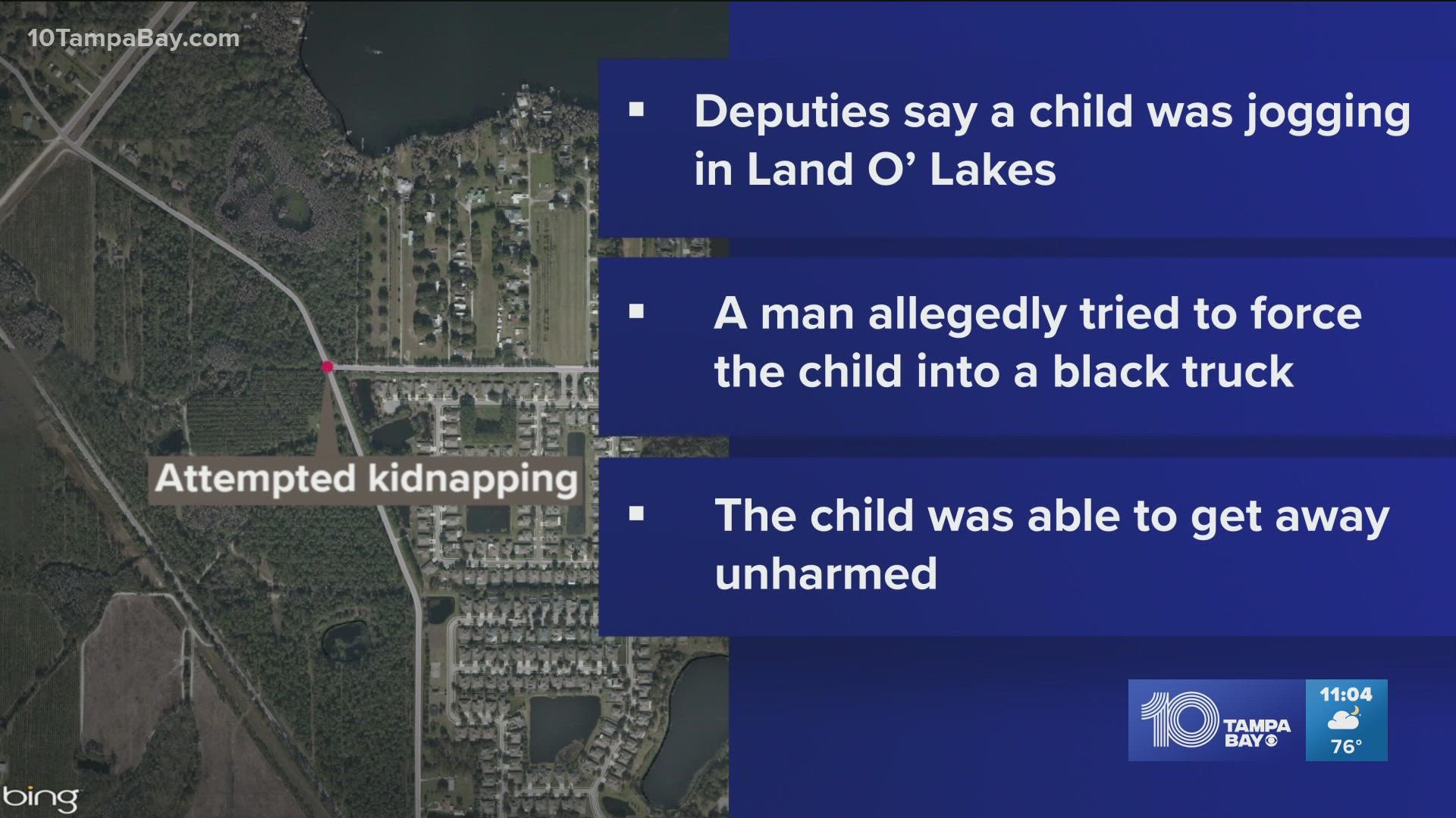 The child was able to escape without being injured authorities say.