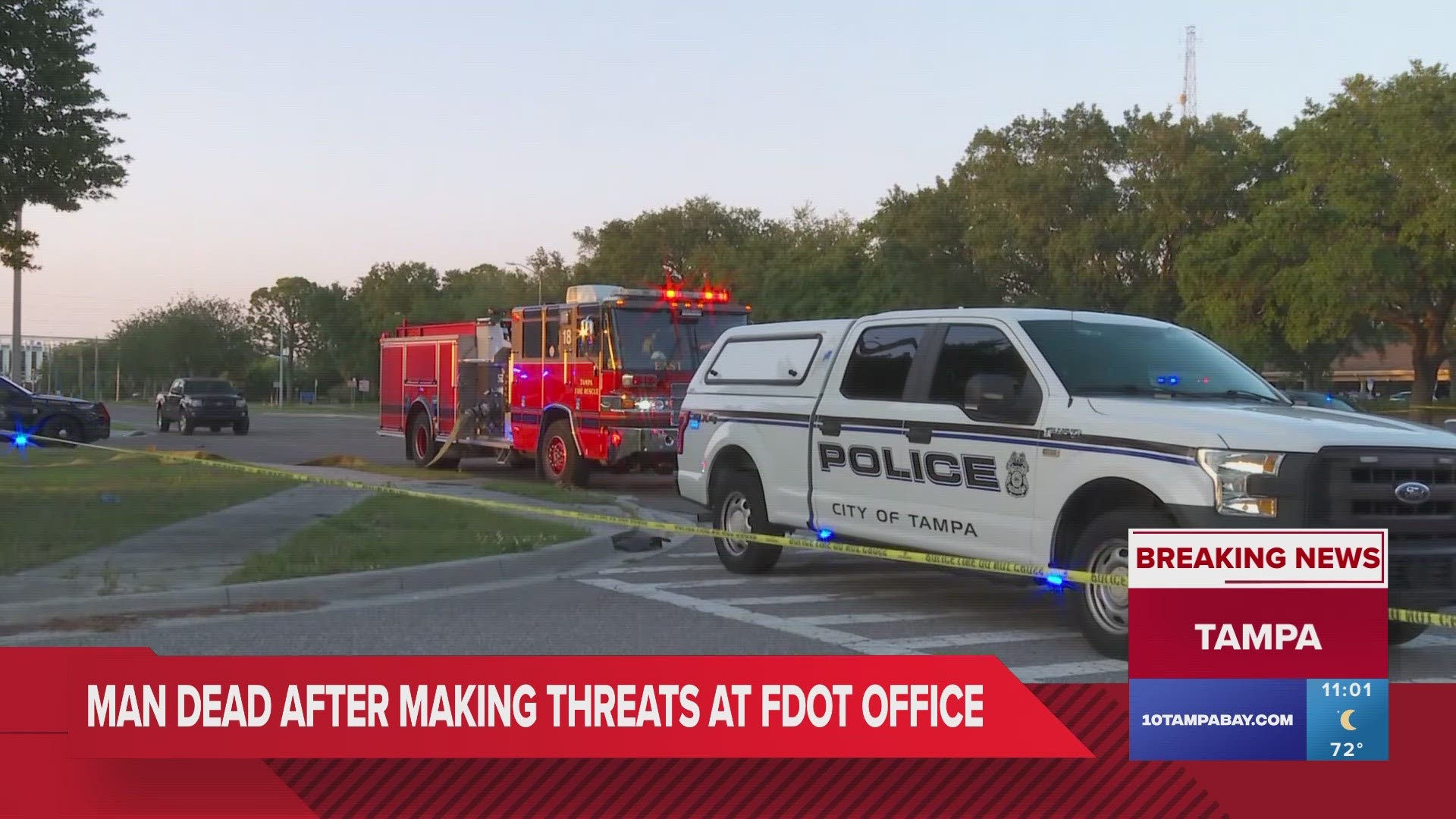 Items like handguns, wires, high-capacity magazines and tanks of gas were reportedly found in the man's car. The FDOT office was evacuated.