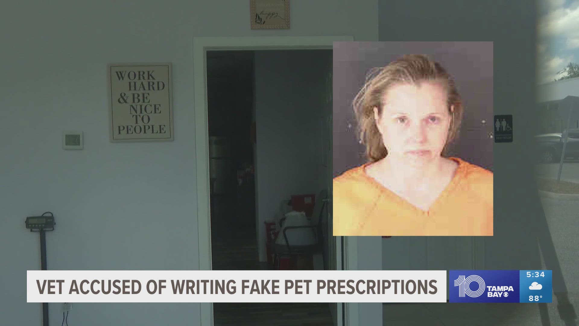 She is accused of fraudulently prescribing medication for an animal in her care, and picking up the medication for herself.