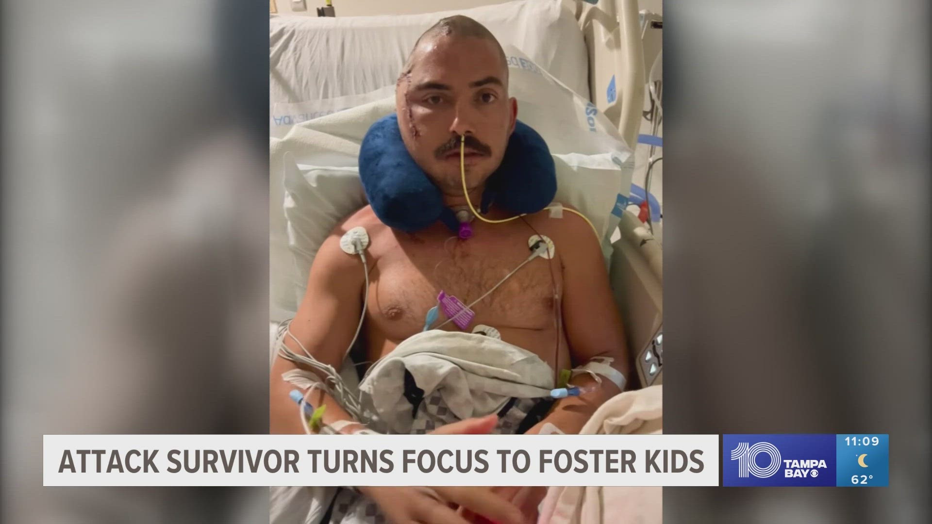 Two years after surviving an alligator attack, a world-class athlete is turning his focus to foster kids.