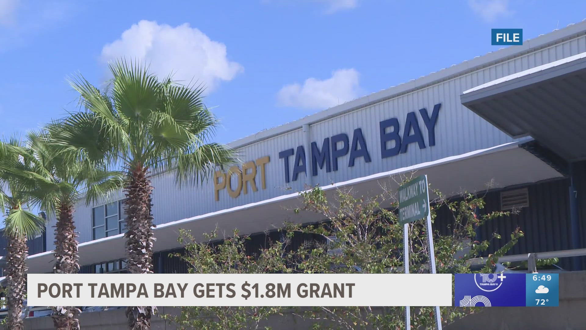 Port Tampa Bay is getting $1.8 million to create a pollution reduction strategy and test battery electric hydrogen fuel cells and other green fuel technology.