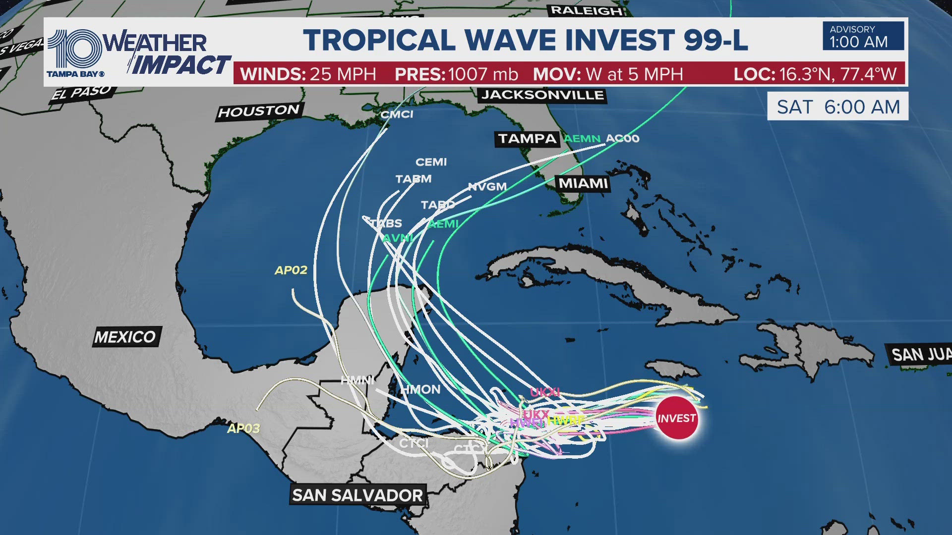 An area of disorganized thunderstorms in the Caribbean is expected to slowly develop into our next tropical storm by this weekend.